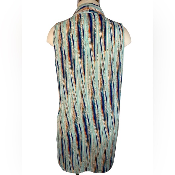 Worthington Vibrant Blue and Orange Sleeveless Tunic Women’s Large - Picture 2 of 4